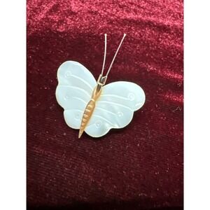 Vintage Small Carved Mother of Pearl Butterfly w Abalone Body Pin Brooch –